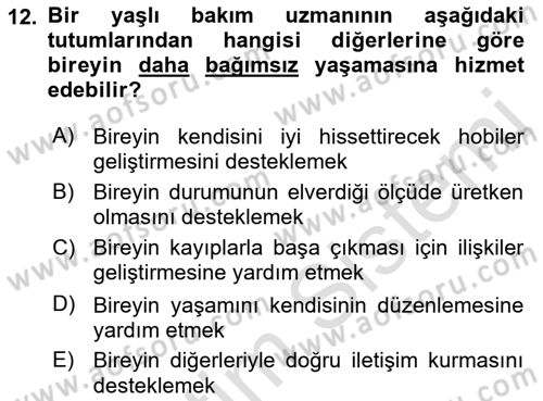 Psiko-Sosyal Rehabilitasyon Dersi 2018 - 2019 Yılı 3 Ders Sınav Soruları 12. Soru