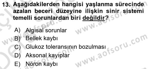 Psiko-Sosyal Rehabilitasyon Dersi 2018 - 2019 Yılı 3 Ders Sınav Soruları 13. Soru