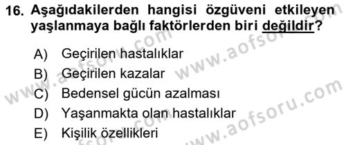 Psiko-Sosyal Rehabilitasyon Dersi 2018 - 2019 Yılı 3 Ders Sınav Soruları 16. Soru