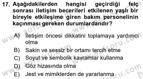 Psiko-Sosyal Rehabilitasyon Dersi 2018 - 2019 Yılı 3 Ders Sınav Soruları 17. Soru