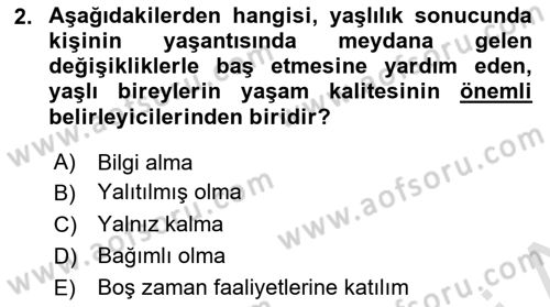 Psiko-Sosyal Rehabilitasyon Dersi 2018 - 2019 Yılı 3 Ders Sınav Soruları 2. Soru