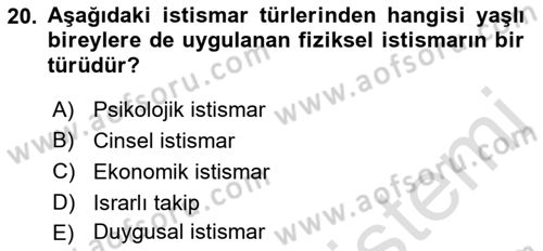 Psiko-Sosyal Rehabilitasyon Dersi 2018 - 2019 Yılı 3 Ders Sınav Soruları 20. Soru