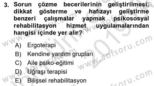 Psiko-Sosyal Rehabilitasyon Dersi 2018 - 2019 Yılı 3 Ders Sınav Soruları 3. Soru