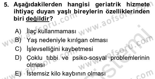 Psiko-Sosyal Rehabilitasyon Dersi 2018 - 2019 Yılı 3 Ders Sınav Soruları 5. Soru