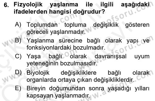 Psiko-Sosyal Rehabilitasyon Dersi 2018 - 2019 Yılı (Vize) Ara Sınav Soruları 6. Soru