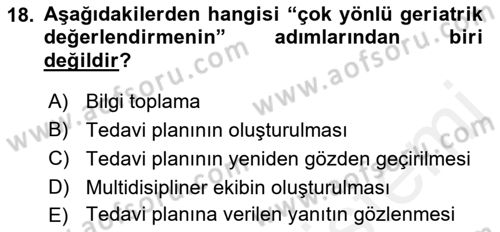 Psiko-Sosyal Rehabilitasyon Dersi 2018 - 2019 Yılı (Final) Dönem Sonu Sınav Soruları 18. Soru