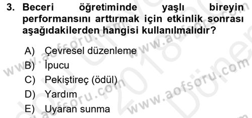 Psiko-Sosyal Rehabilitasyon Dersi 2018 - 2019 Yılı (Final) Dönem Sonu Sınav Soruları 3. Soru