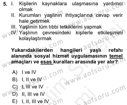 Psiko-Sosyal Rehabilitasyon Dersi 2018 - 2019 Yılı (Final) Dönem Sonu Sınav Soruları 5. Soru