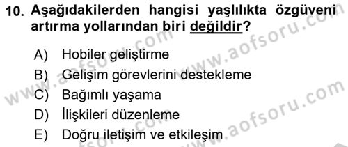 Psiko-Sosyal Rehabilitasyon Dersi 2018 - 2019 Yılı Yaz Okulu Sınav Soruları 10. Soru