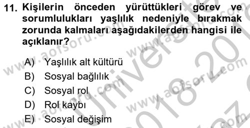 Psiko-Sosyal Rehabilitasyon Dersi 2018 - 2019 Yılı Yaz Okulu Sınav Soruları 11. Soru