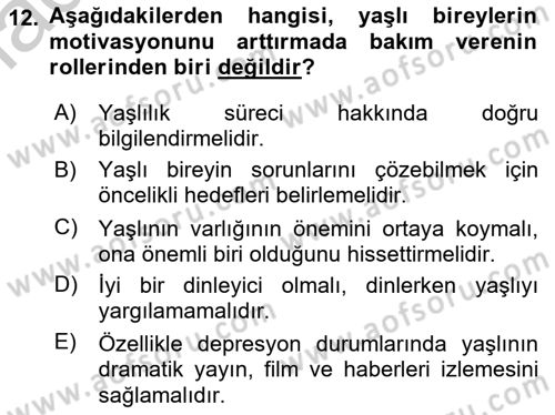 Psiko-Sosyal Rehabilitasyon Dersi 2018 - 2019 Yılı Yaz Okulu Sınav Soruları 12. Soru
