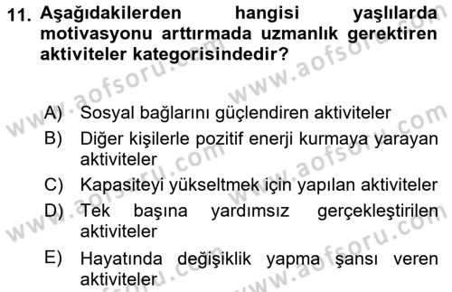 Psiko-Sosyal Rehabilitasyon Dersi 2020 - 2021 Yılı Yaz Okulu Sınav Soruları 11. Soru