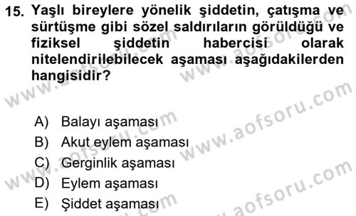 Psiko-Sosyal Rehabilitasyon Dersi 2020 - 2021 Yılı Yaz Okulu Sınav Soruları 15. Soru