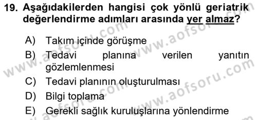 Psiko-Sosyal Rehabilitasyon Dersi 2020 - 2021 Yılı Yaz Okulu Sınav Soruları 19. Soru
