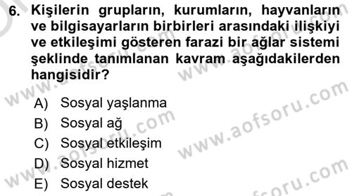 Psiko-Sosyal Rehabilitasyon Dersi 2020 - 2021 Yılı Yaz Okulu Sınav Soruları 6. Soru