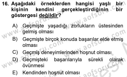 Psiko-Sosyal Rehabilitasyon Dersi 2021 - 2022 Yılı (Vize) Ara Sınav Soruları 16. Soru