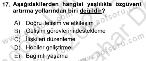 Psiko-Sosyal Rehabilitasyon Dersi 2021 - 2022 Yılı (Vize) Ara Sınav Soruları 17. Soru