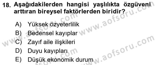 Psiko-Sosyal Rehabilitasyon Dersi 2021 - 2022 Yılı (Vize) Ara Sınav Soruları 18. Soru