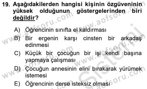 Psiko-Sosyal Rehabilitasyon Dersi 2021 - 2022 Yılı (Vize) Ara Sınav Soruları 19. Soru