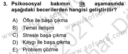 Psiko-Sosyal Rehabilitasyon Dersi 2021 - 2022 Yılı (Vize) Ara Sınav Soruları 3. Soru