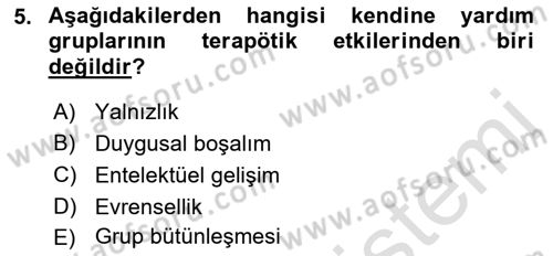 Psiko-Sosyal Rehabilitasyon Dersi 2021 - 2022 Yılı (Vize) Ara Sınav Soruları 5. Soru