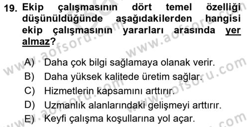 Psiko-Sosyal Rehabilitasyon Dersi 2021 - 2022 Yılı (Final) Dönem Sonu Sınav Soruları 19. Soru