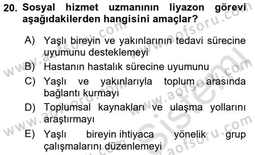 Psiko-Sosyal Rehabilitasyon Dersi 2021 - 2022 Yılı (Final) Dönem Sonu Sınav Soruları 20. Soru