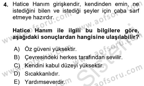 Psiko-Sosyal Rehabilitasyon Dersi 2021 - 2022 Yılı (Final) Dönem Sonu Sınav Soruları 4. Soru