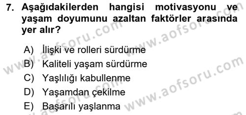 Psiko-Sosyal Rehabilitasyon Dersi 2021 - 2022 Yılı (Final) Dönem Sonu Sınav Soruları 7. Soru