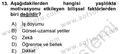 Psiko-Sosyal Rehabilitasyon Dersi 2021 - 2022 Yılı Yaz Okulu Sınav Soruları 13. Soru