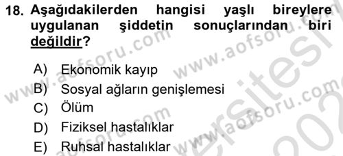 Psiko-Sosyal Rehabilitasyon Dersi 2021 - 2022 Yılı Yaz Okulu Sınav Soruları 18. Soru