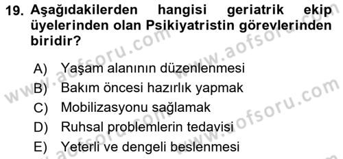 Psiko-Sosyal Rehabilitasyon Dersi 2021 - 2022 Yılı Yaz Okulu Sınav Soruları 19. Soru