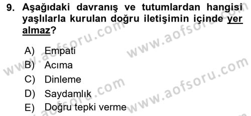 Psiko-Sosyal Rehabilitasyon Dersi 2021 - 2022 Yılı Yaz Okulu Sınav Soruları 9. Soru