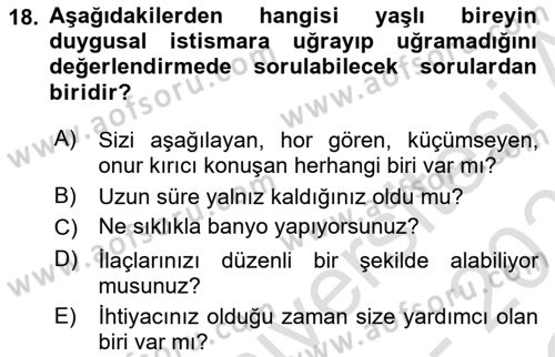 Psiko-Sosyal Rehabilitasyon Dersi 2022 - 2023 Yılı Yaz Okulu Sınav Soruları 18. Soru