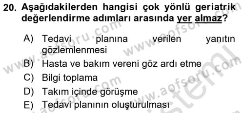 Psiko-Sosyal Rehabilitasyon Dersi 2022 - 2023 Yılı Yaz Okulu Sınav Soruları 20. Soru