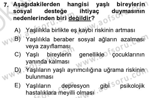 Psiko-Sosyal Rehabilitasyon Dersi 2022 - 2023 Yılı Yaz Okulu Sınav Soruları 7. Soru