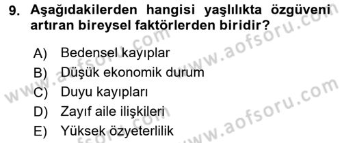 Psiko-Sosyal Rehabilitasyon Dersi 2022 - 2023 Yılı Yaz Okulu Sınav Soruları 9. Soru