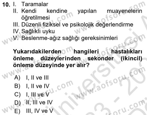 Psiko-Sosyal Rehabilitasyon Dersi 2023 - 2024 Yılı (Vize) Ara Sınav Soruları 10. Soru