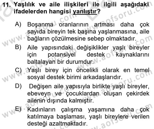 Psiko-Sosyal Rehabilitasyon Dersi 2023 - 2024 Yılı (Vize) Ara Sınav Soruları 11. Soru