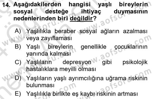 Psiko-Sosyal Rehabilitasyon Dersi 2023 - 2024 Yılı (Vize) Ara Sınav Soruları 14. Soru