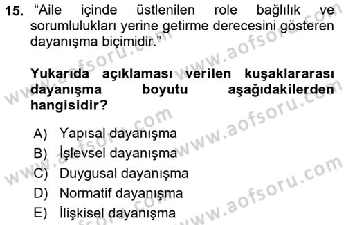 Psiko-Sosyal Rehabilitasyon Dersi 2023 - 2024 Yılı (Vize) Ara Sınav Soruları 15. Soru
