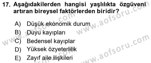 Psiko-Sosyal Rehabilitasyon Dersi 2023 - 2024 Yılı (Vize) Ara Sınav Soruları 17. Soru