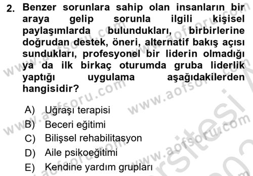 Psiko-Sosyal Rehabilitasyon Dersi 2023 - 2024 Yılı (Vize) Ara Sınav Soruları 2. Soru