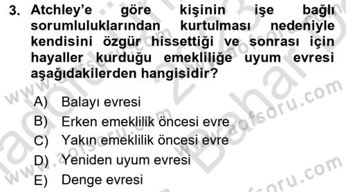 Psiko-Sosyal Rehabilitasyon Dersi 2023 - 2024 Yılı (Vize) Ara Sınav Soruları 3. Soru