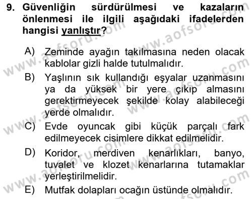 Psiko-Sosyal Rehabilitasyon Dersi 2023 - 2024 Yılı (Vize) Ara Sınav Soruları 9. Soru