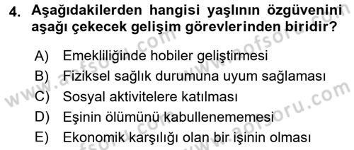 Psiko-Sosyal Rehabilitasyon Dersi 2023 - 2024 Yılı (Final) Dönem Sonu Sınav Soruları 4. Soru