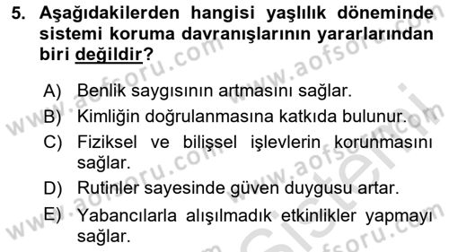 Psiko-Sosyal Rehabilitasyon Dersi 2023 - 2024 Yılı (Final) Dönem Sonu Sınav Soruları 5. Soru