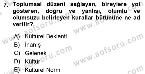 Psiko-Sosyal Rehabilitasyon Dersi 2023 - 2024 Yılı (Final) Dönem Sonu Sınav Soruları 7. Soru