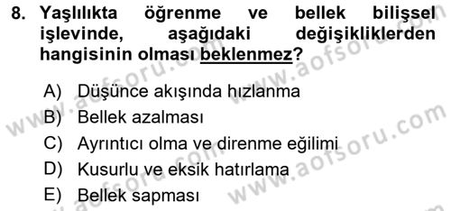 Psiko-Sosyal Rehabilitasyon Dersi 2023 - 2024 Yılı (Final) Dönem Sonu Sınav Soruları 8. Soru