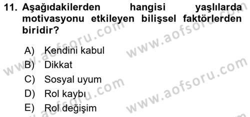 Psiko-Sosyal Rehabilitasyon Dersi 2023 - 2024 Yılı Yaz Okulu Sınav Soruları 11. Soru